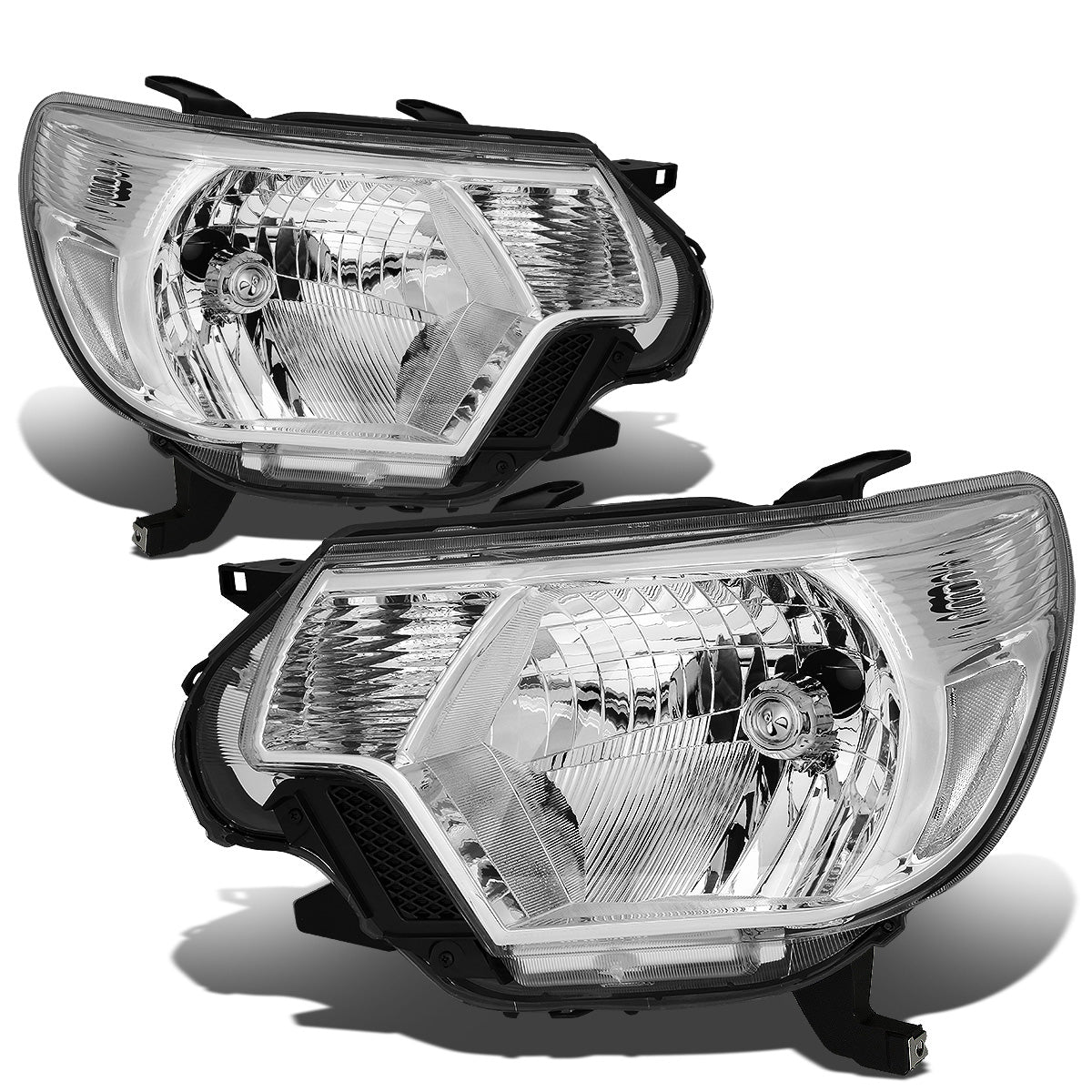 FAROS 12-15 TOYOTA TACOMA - H4 LOW BEAM / HIGH BEAM / 4157NA TURN SIGNAL - CHROME HOUSING / CLEAR CORNER