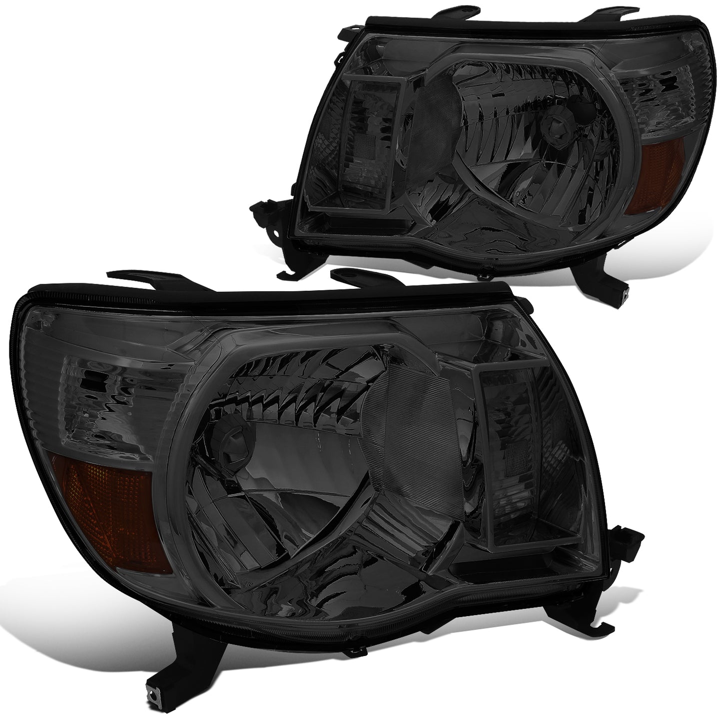 FAROS 05-11 TOYOTA TACOMA - OE STYLE - H4 HIGH / LOW BEAM / 4157NA TURN SIGNAL - CHROME HOUSING / SMOKED LENS / AMBER CORNER