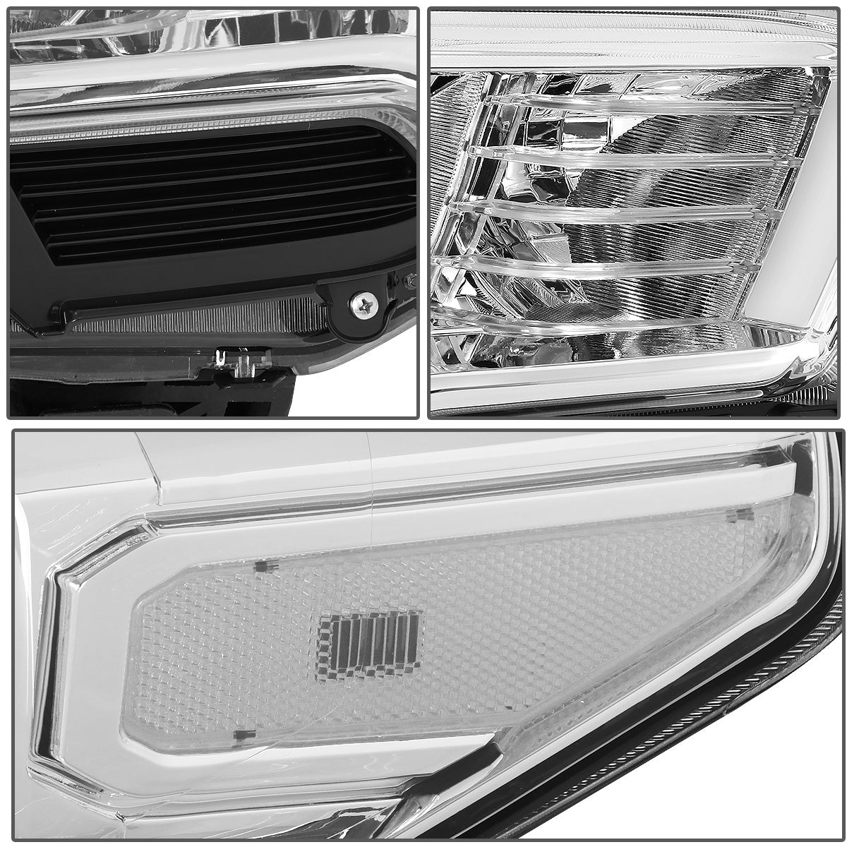 FAROS 16-18 TOYOTA TACOMA - FITS MODELS W/O LED RUNNING LIGHTS - PROJECTOR - H11 LOW / H9 HIGH / 7440 SIGNAL / 2825 MARKER - CHROME HOUSING / CLEAR CORNER