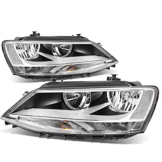 FAROS 11-17 VW JETTA - FITS MODELS W/ HALOGEN HEADLIGHTS ONLY - H7 LOW BEAM / HIGH BEAM / 7507 TURN SIGNAL - CHROME HOUSING / CLEAR CORNER