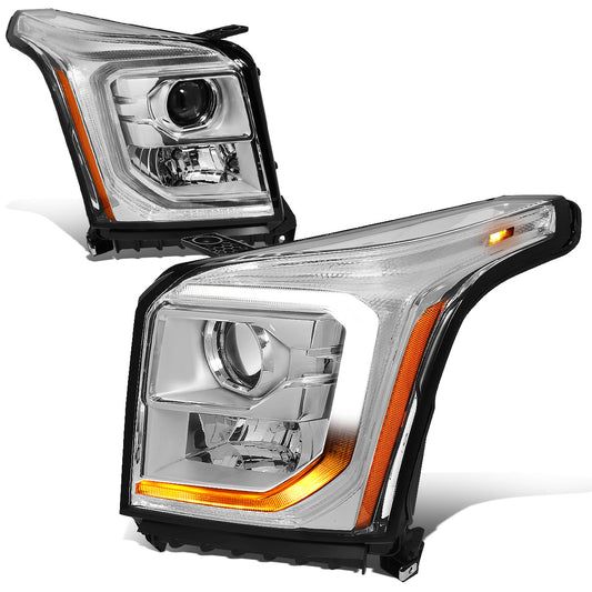 FAROS 15-20 GMC YUKON, YUKON XL - FITS HALOGEN HEADLIGHT MODELS ONLY - LED DRL - PROJECTOR - H11 LOW BEAM / 9005 HIGH BEAM - CHROME HOUSING / AMBER CORNER