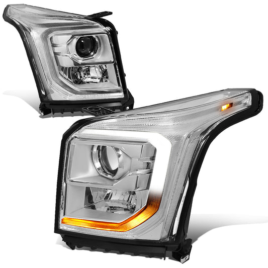 FAROS 15-20 GMC YUKON, YUKON XL - FITS HALOGEN HEADLIGHT MODELS ONLY - LED DRL - PROJECTOR - H11 LOW BEAM / 9005 HIGH BEAM - CHROME HOUSING / CLEAR CORNER