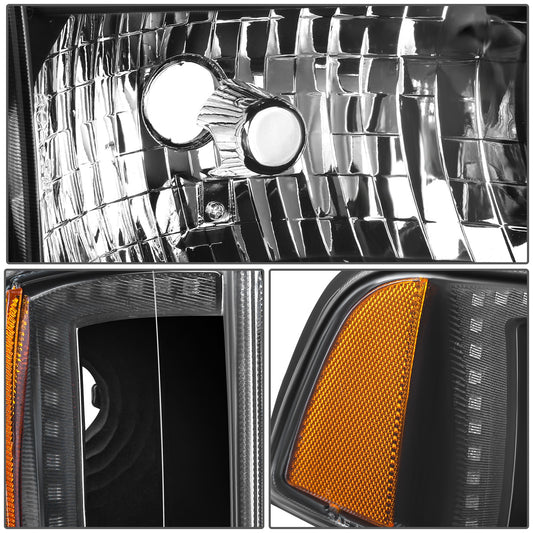 FAROS DODGE RAM 1500 1994-2001 / DODGE RAM 2500 1994-2002 / DODGE RAM 3500 1994-2002 - EXCLUDES SPORT MODELS - RGB LED LIGHT BAR - 9004 LOW BEAM / HIGH BEAM - BLACK HOUSING / AMBER CORNER