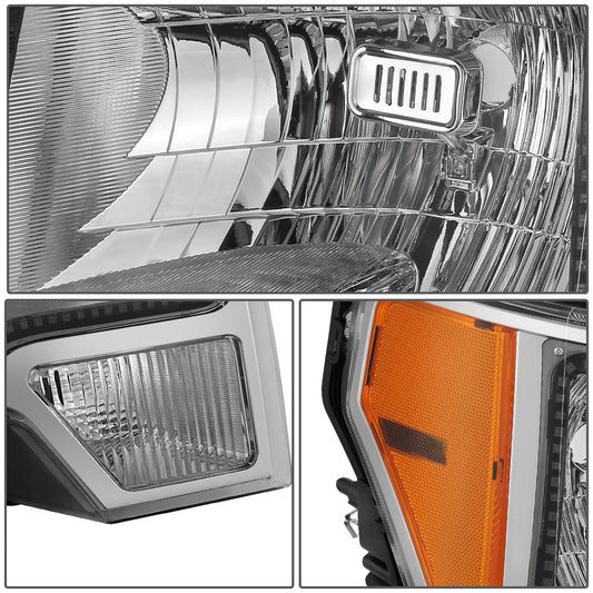 FAROS FORD F-150 2009-2014 - FX4 / HARLEY-DAVIDSON EDITION / KING RANCH / LARIAT / PLATINUM / XL / XLT MODEL - LED HALO RING RGB RUNNING LIGHT - H13 HIGH / LOW BEAM / 3157 TURN SIGNAL / 168 MARKER - CHROME HOUSING / AMBER CORNER