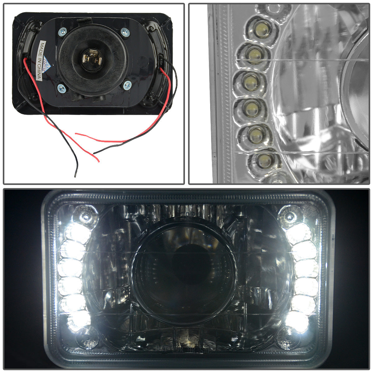 FAROS 4 X 6 RECTANGLE - PROJECTOR - LED - CLEAR - H4 LOW BEAM / HIGH BEAM