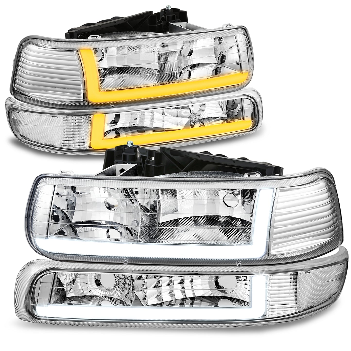 FAROS 99-02 CHEVY SILVERADO/AVALANCHE//WHITE HOOD, WHITE REVERSE, BRIGHT BOTTOM WATER FLASH GUIDE,4P