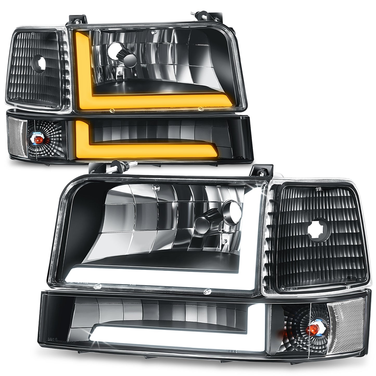 FAROS 92-96 BRONCO F150 F250 F350//WHITE HOOD, WHITE REVERSE, BLACK BASE, WATER FLASH GUIDE,6P