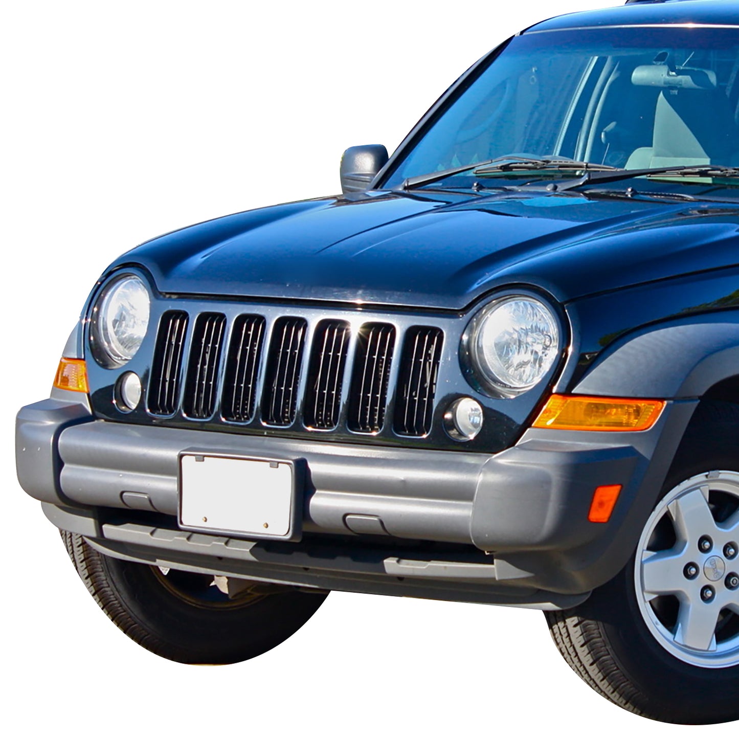 PARRILLA GRILLE - JP LIBRTY '02-'07/ GRILLE ASS'Y 05-07/ BLACK W/BLACK MOULDING/ W/FOG LAMP H. (SPORT)//PARTS.NO,CH1200291//OEM NO,5JJ86ZZZAF