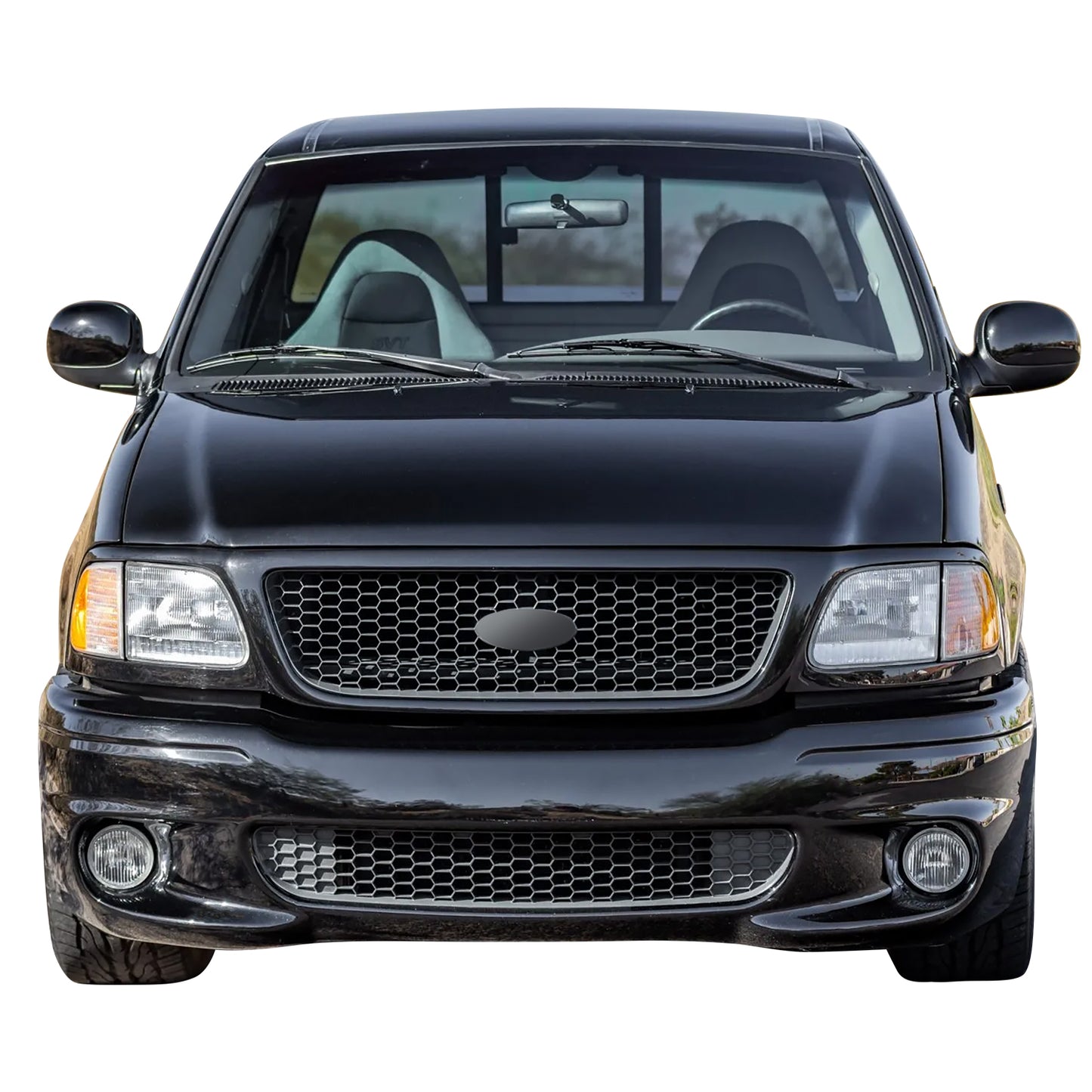 PARRILLA GRILLE - FD F150 P/U '97-'03/ GRILLE ASS'Y 99-03/ MAT-BLACK/ W/BLACK FRAME (PTM)/ (W/HONEYCOMB TYPE) (W/O STX)/FO1200370=FO1200381//PARTS.NO,FO1200370//OEM NO,3L3Z8200BA