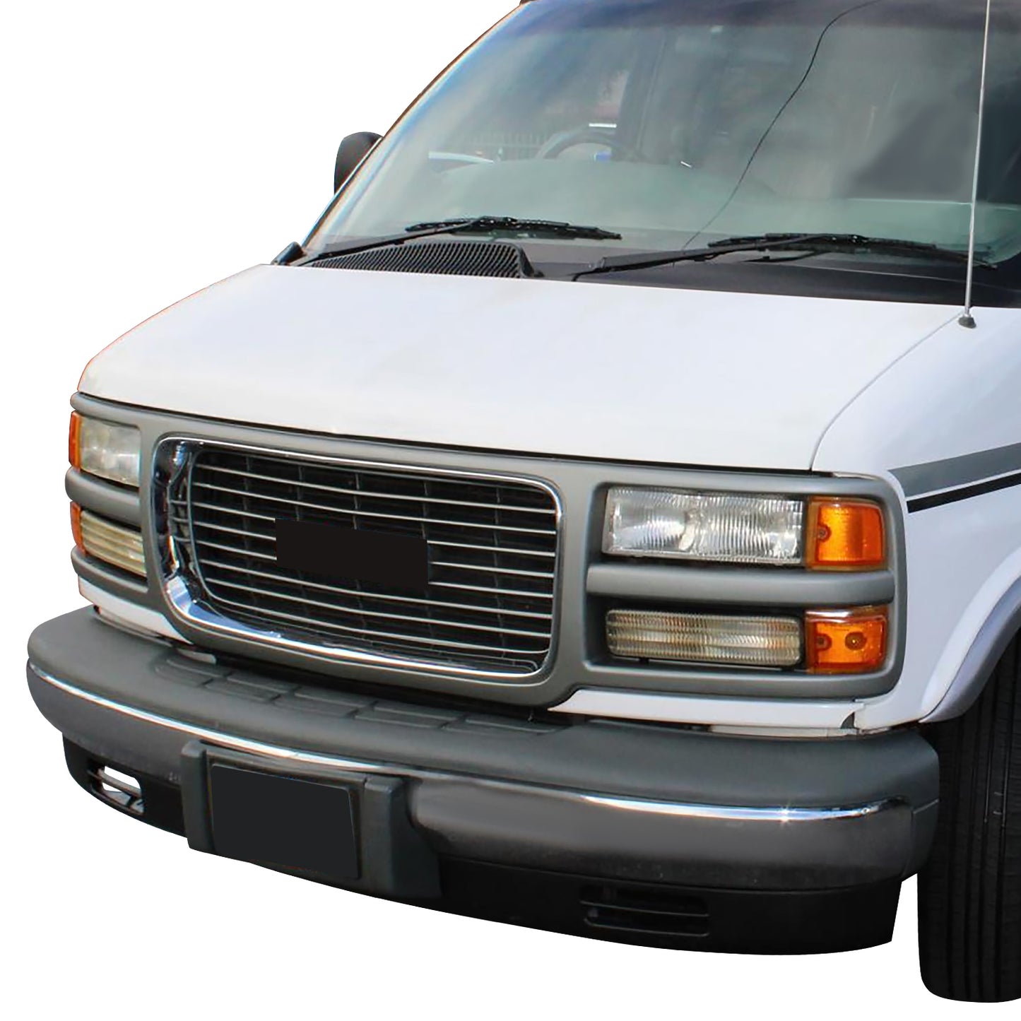 PARRILLA GRILLE - CV EXPRS/GMC SVNA '96-'02/ GRILLE ASS'Y/ CHROME/GREY/ (COMPOSITE HEAD LIGHT)/ (SAVANA)//PARTS.NO,GM1200528//OEM NO,15037244