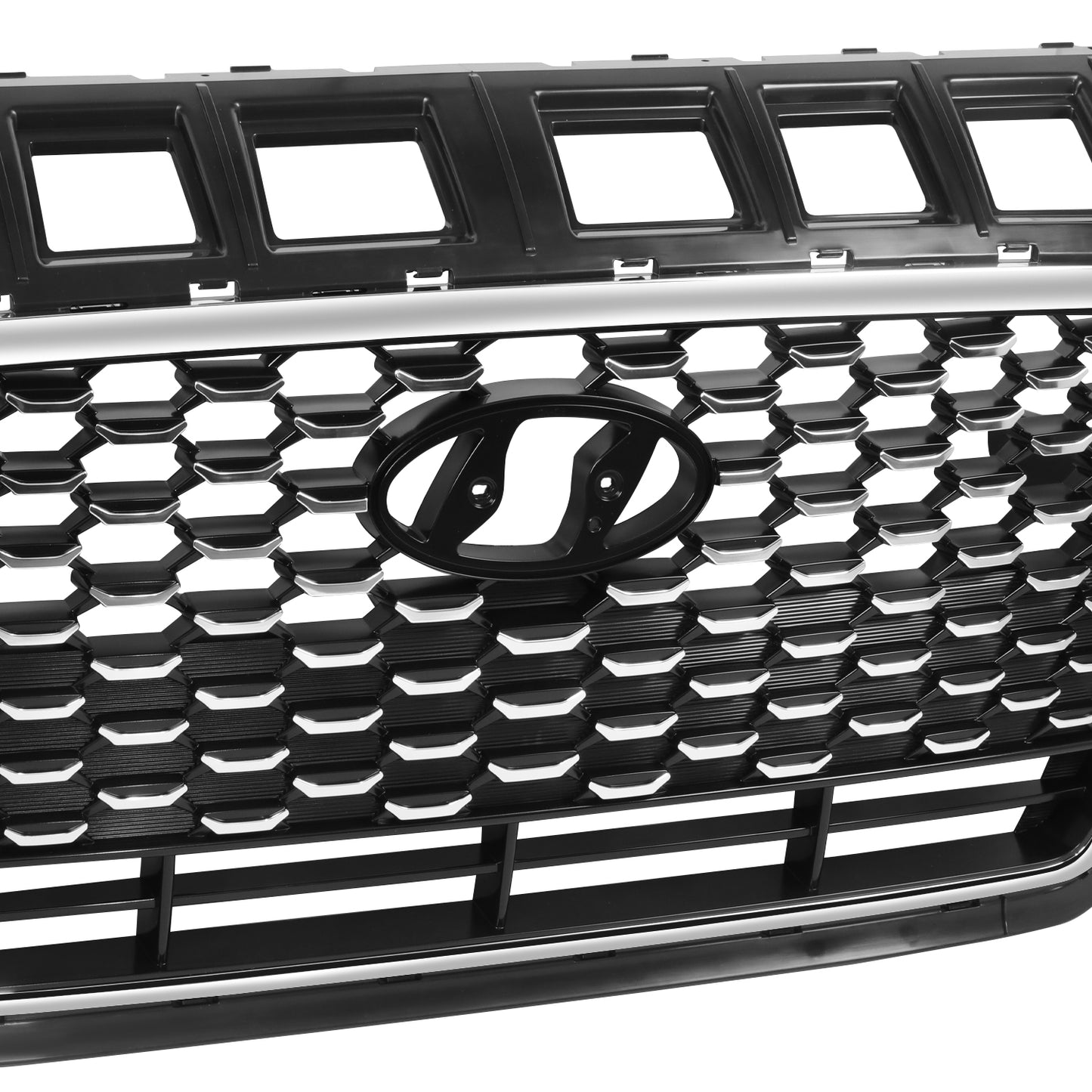 PARRILLA GRILLE - HY ELNTR 17-18/19-20/ GRILLE ASS'Y 18-20/ PAINTED BRIGHT BLACK/ W/CHROME FRAME/ W/O INTELLIGENT CRUISE CONTROL/(GT)(H/B)//PARTS.NO,HY1200224//OEM NO,86350G3010