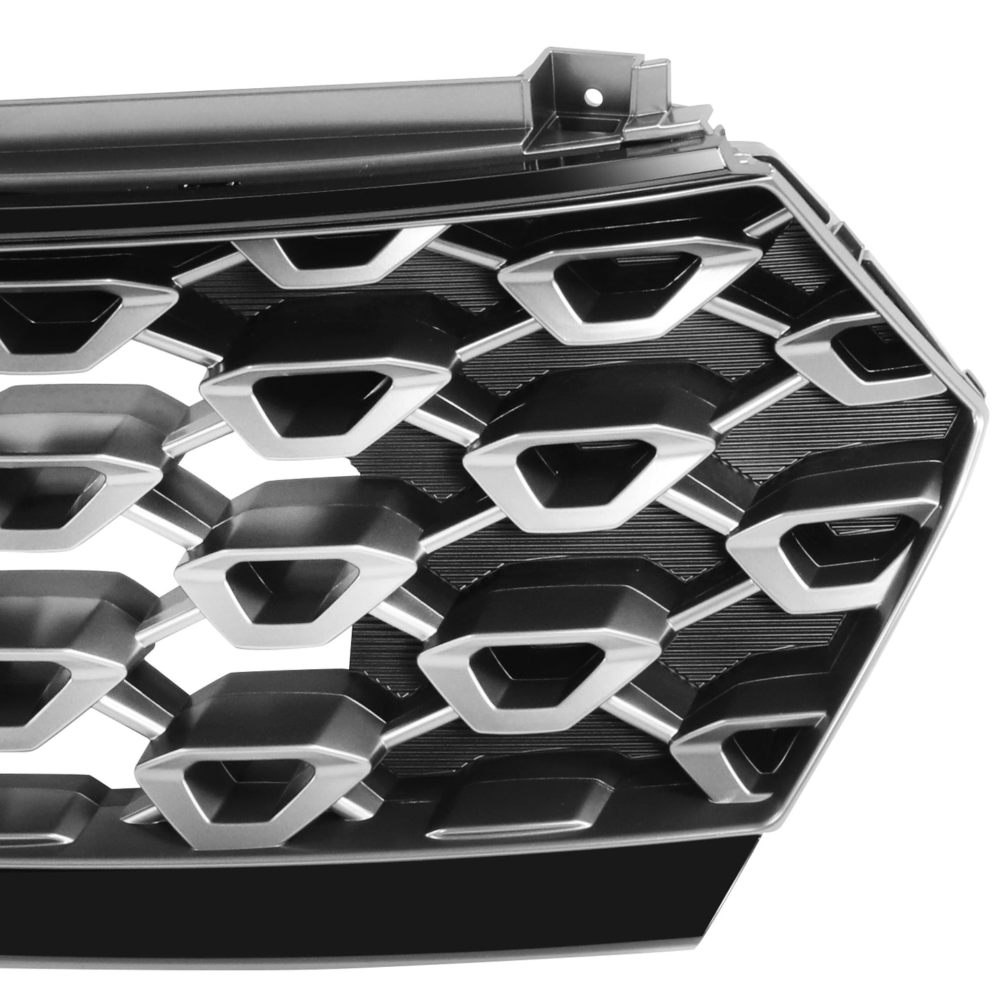 PARRILLA GRILLE - KA SORETO 21-ON/ GRILLE ASS'Y/ PAINTED SILVER-GRAY/ W/BLACK MOULDING/ W/O CAMERA H. (LX)//PARTS.NO,KI1200220//OEM NO,86350R5200