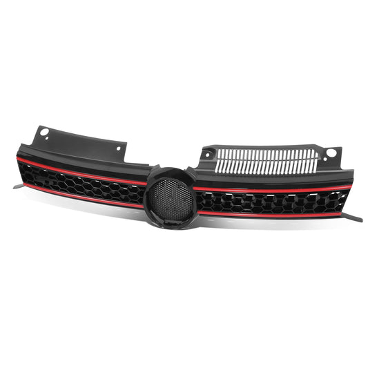 PARRILLA GRILLE - VG GOF 6 '09-'12/ GRILLE ASS'Y/ BLACK W/RED LINE (GTI)//PARTS.NO,VW1200158//OEM NO,5K0853651AKATK