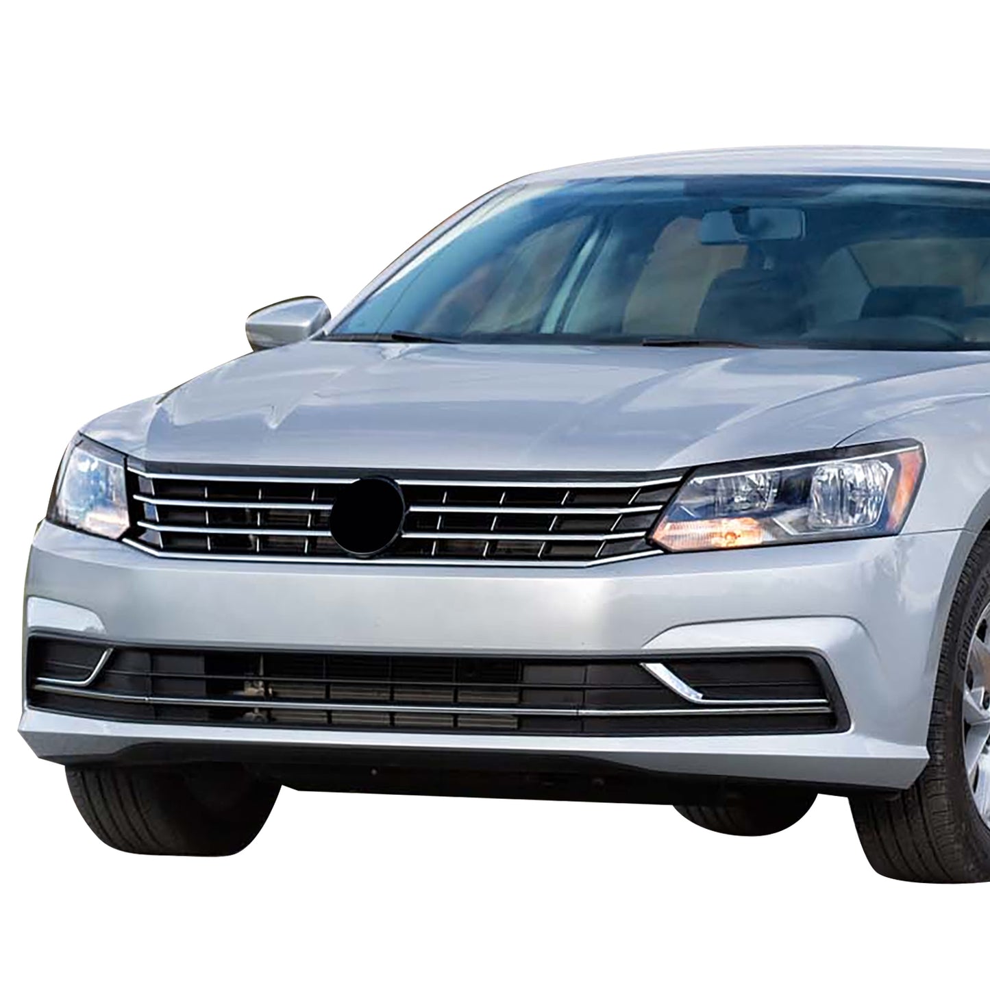 PARRILLA GRILLE - VG PASAT '16-'19/'20-ON/ GRILLE ASS'Y 16-19/ PAINTED BLACK/BLACK/ W/CHROME MOULDING/ (W/COLLISION WARNING)/(HALOGEN TYPE)//PARTS.NO,VW1200169//OEM NO,561853651HOQE