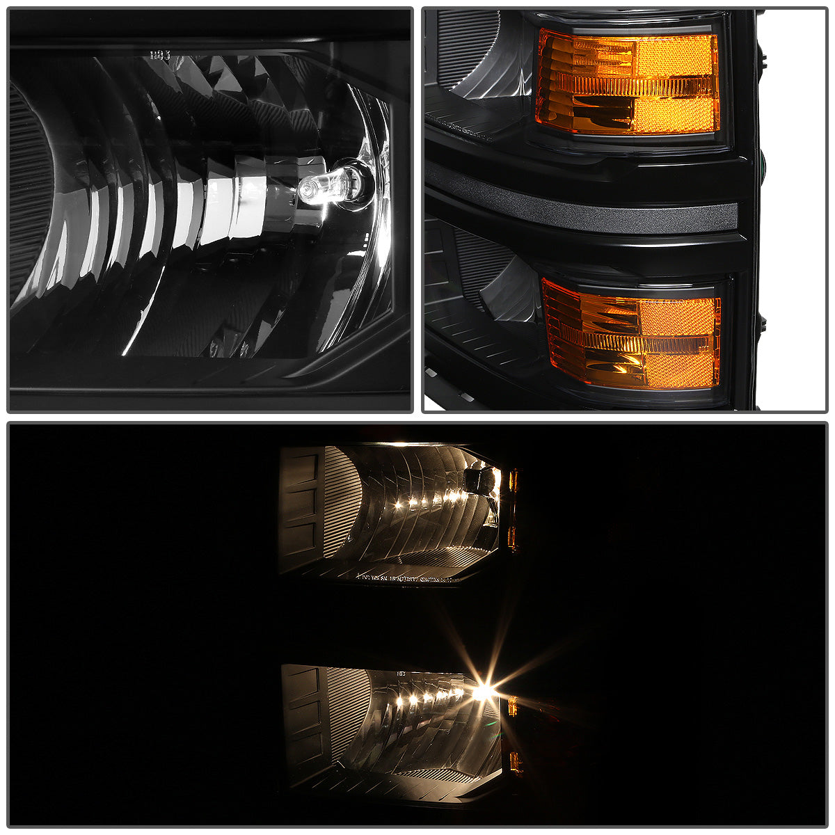 FAROS OE STYLE - 14-15 CHEVROLET SILVERADO 1500 - USES 9005 HIGH/H11 LOW BEAM BULBS - BLACK HOUSING - LEFT