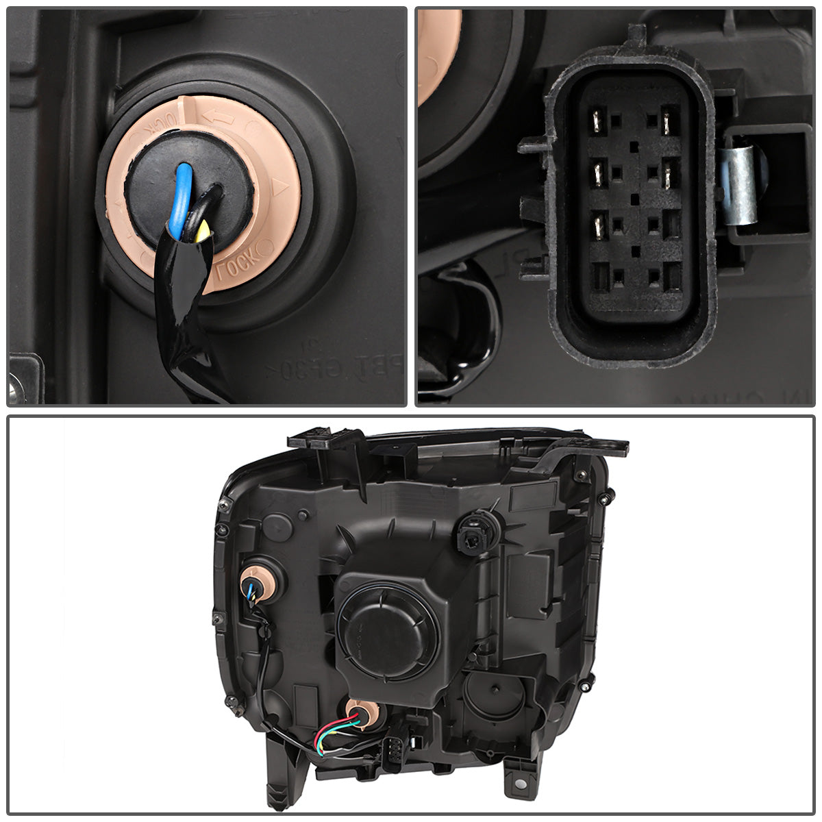 FAROS OE STYLE - 14-18 GMC SIERRA 1500 / 15-19 GMC SIERRA 2500HD, 3500HD - ONLY FITS HALOGEN HEADLIGHT MODELS WITHOUT LED DRL - H7 HIGH & LOW - BLACK HOUSING - LEFT