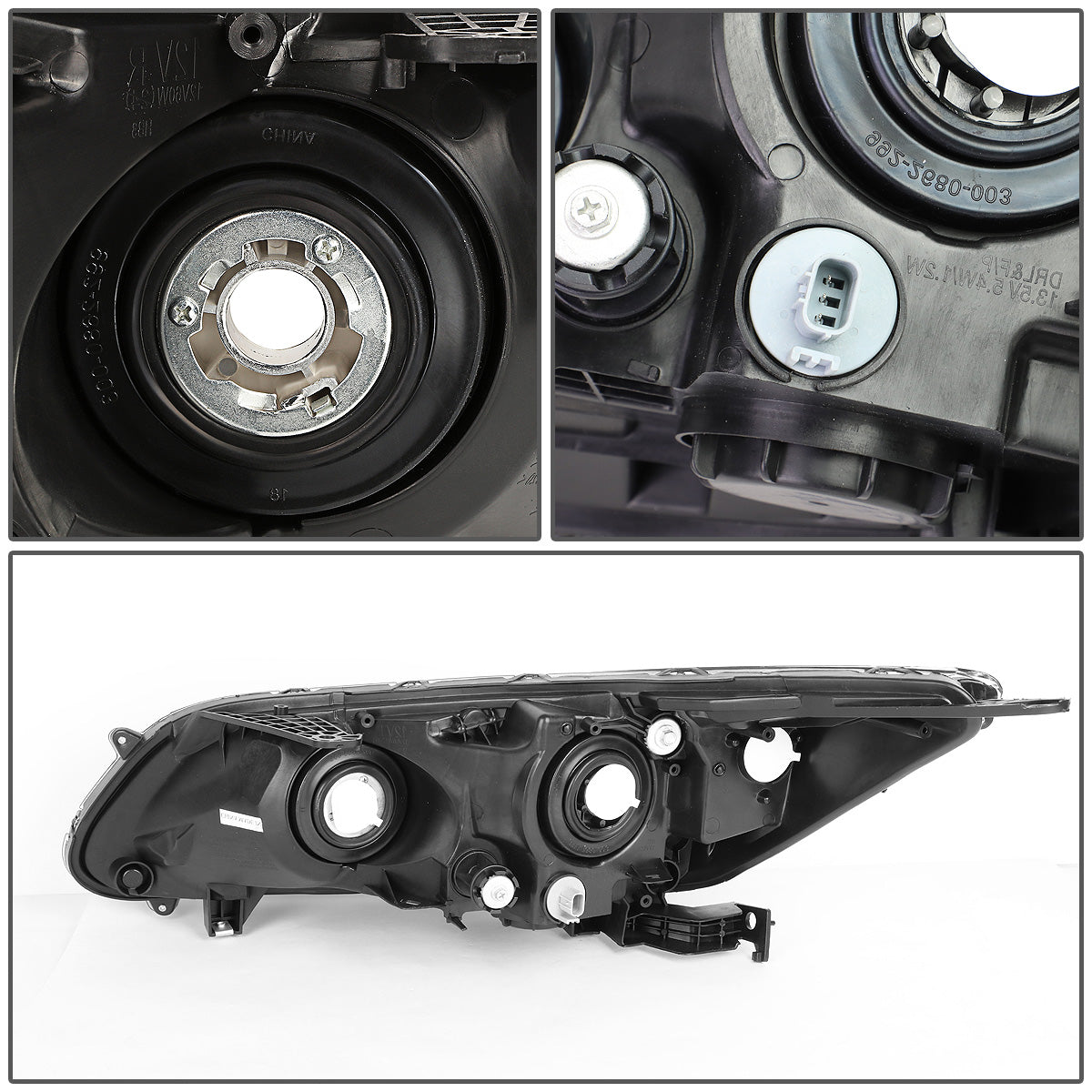 FAROS OE STYLE - 13-15 HONDA ACCORD 4-DOOR EX-L V-6; TOURING; SEDAN; HALOGEN - W/ LED DAYTIME RUNNING LIGHTS - USES 9005 HIGH/H11 LOW BEAM BULBS - RIGHT