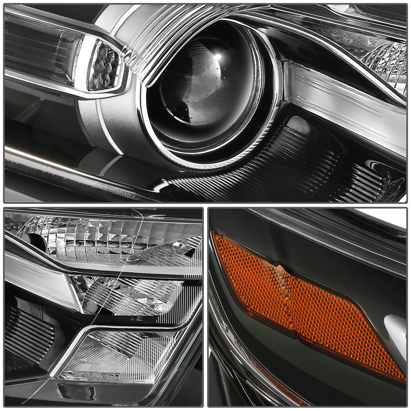 FAROS OE STYLE - 13-19 FORD TAURUS - FITS MODELS WITH FACTORY HALOGEN HEADLIGHTS - 9012 HIGH / LOW BEAM / 3457NA TURN SIGNAL / WY5W SIDE MARKER - BLACK HOUSING - RIGHT