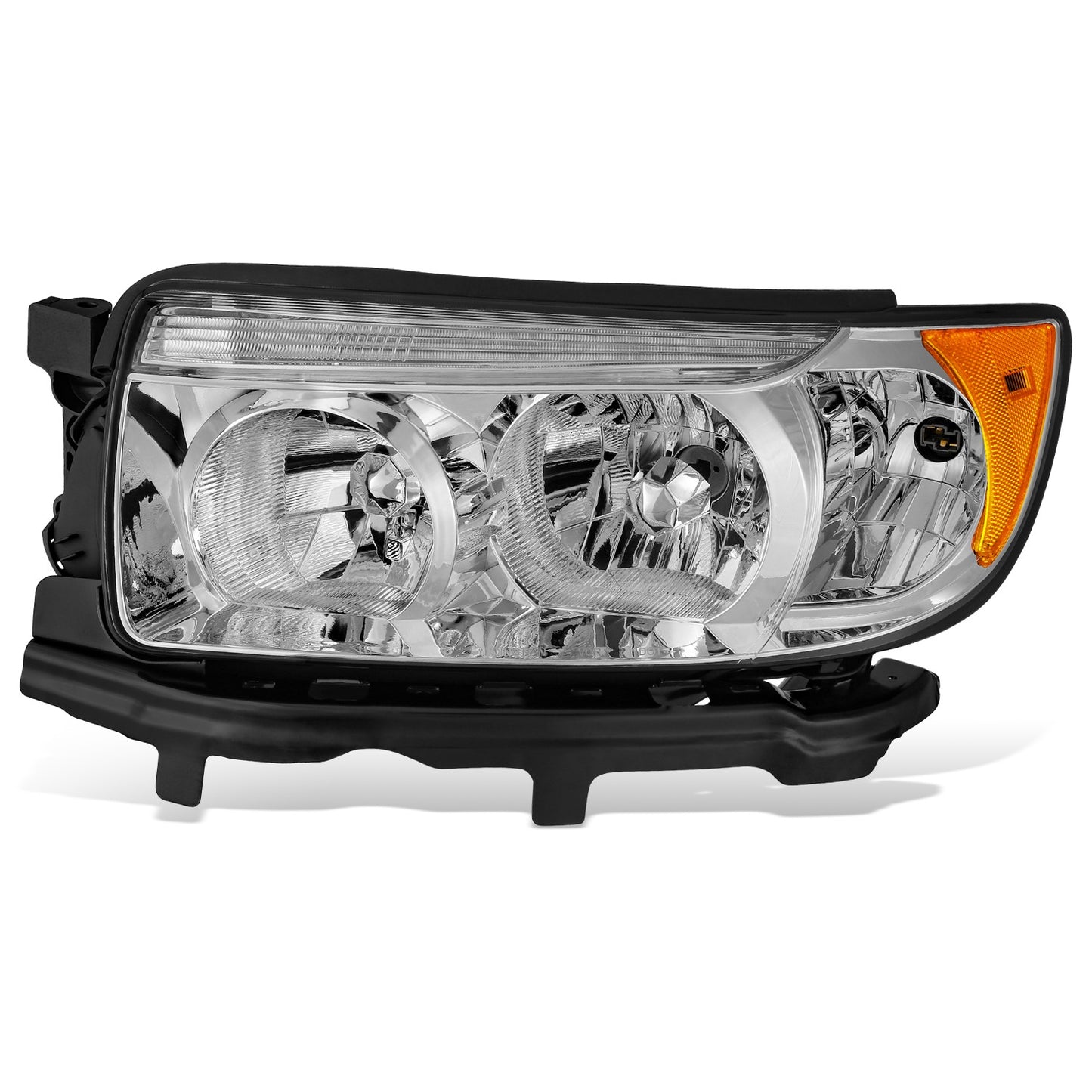 FAROS OE STYLE - 06-08 SUBARU FORESTER - FITS MODELS WITH FACTORY HALOGEN HEADLIGHTS - FITS MODELS WITHOUT SPORT PACKAGE - H1 LOW / 9005 HIGH / 168 MARKER / 7440NA TURN SIGNAL - CHROME HOUSING / AMBER REFLECTOR - LEFT