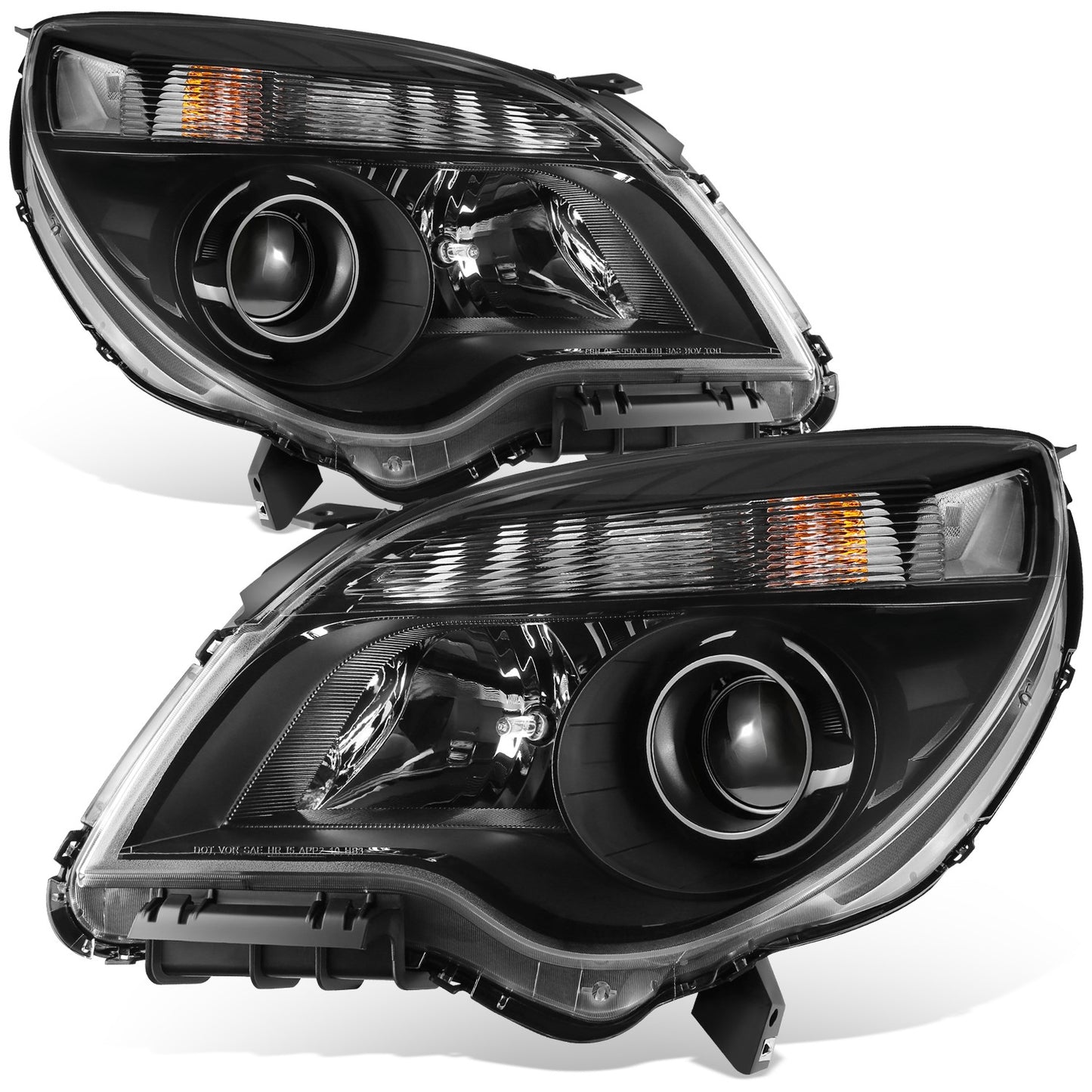 FAROS OE STYLE - 10-15 CHEVY EQUINOX - FITS LTZ MODELS - PROJECTOR HEADLIGHT - H11 LOW / 9005 HIGH / 194 MARKER / 7443NA TURN SIGNAL - BLACK HOUSING / AMBER REFLECTOR - LEFT AND RIGHT