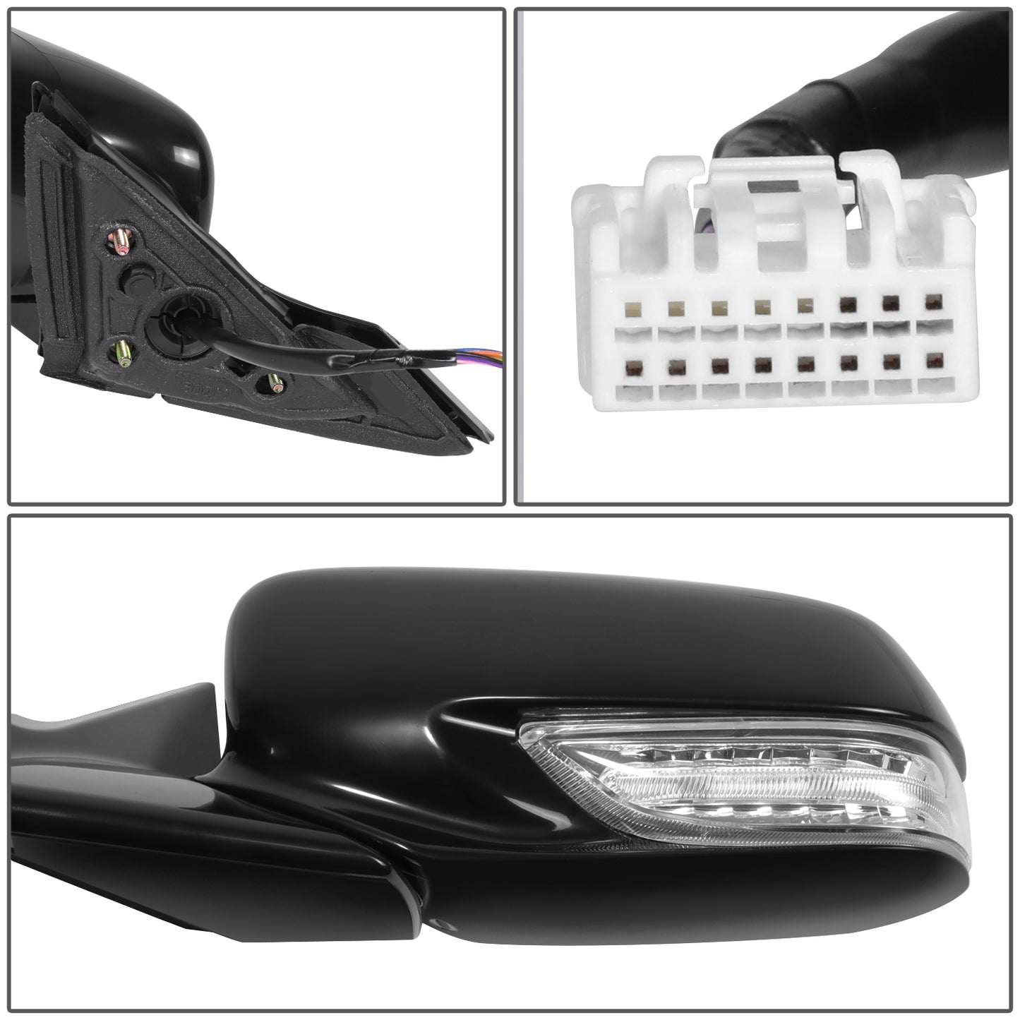 RETROVISOR MIRROR - OE STYLE - ACURA TL 09-14 - WITH POWER WITH HEATED GLASS WITH MEMORY WITH SIGNAL - DRIVER SIDE - PAINT TO MATCH - BLACK