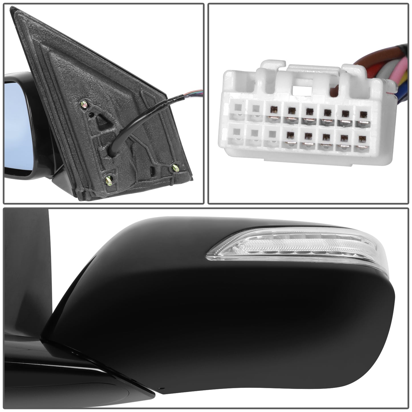 RETROVISOR MIRROR - OE STYLE - ACURA MDX 10-13 - WITH POWER WITH HEATED GLASS WITH MEMORY WITH SIGNAL - DRIVER SIDE - PAINT TO MATCH - BLACK