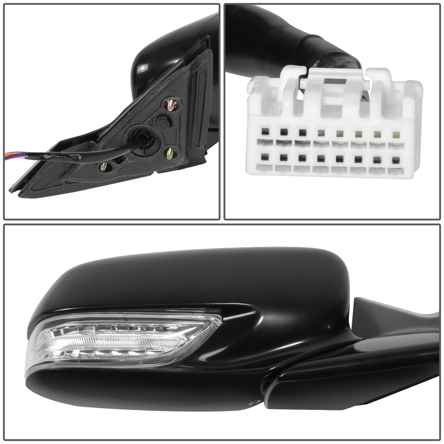 RETROVISOR MIRROR - OE STYLE - ACURA TL 09-14 - WITH POWER WITH HEATED GLASS WITH MEMORY WITH SIGNAL - PASSENGER SIDE - PAINT TO MATCH - BLACK