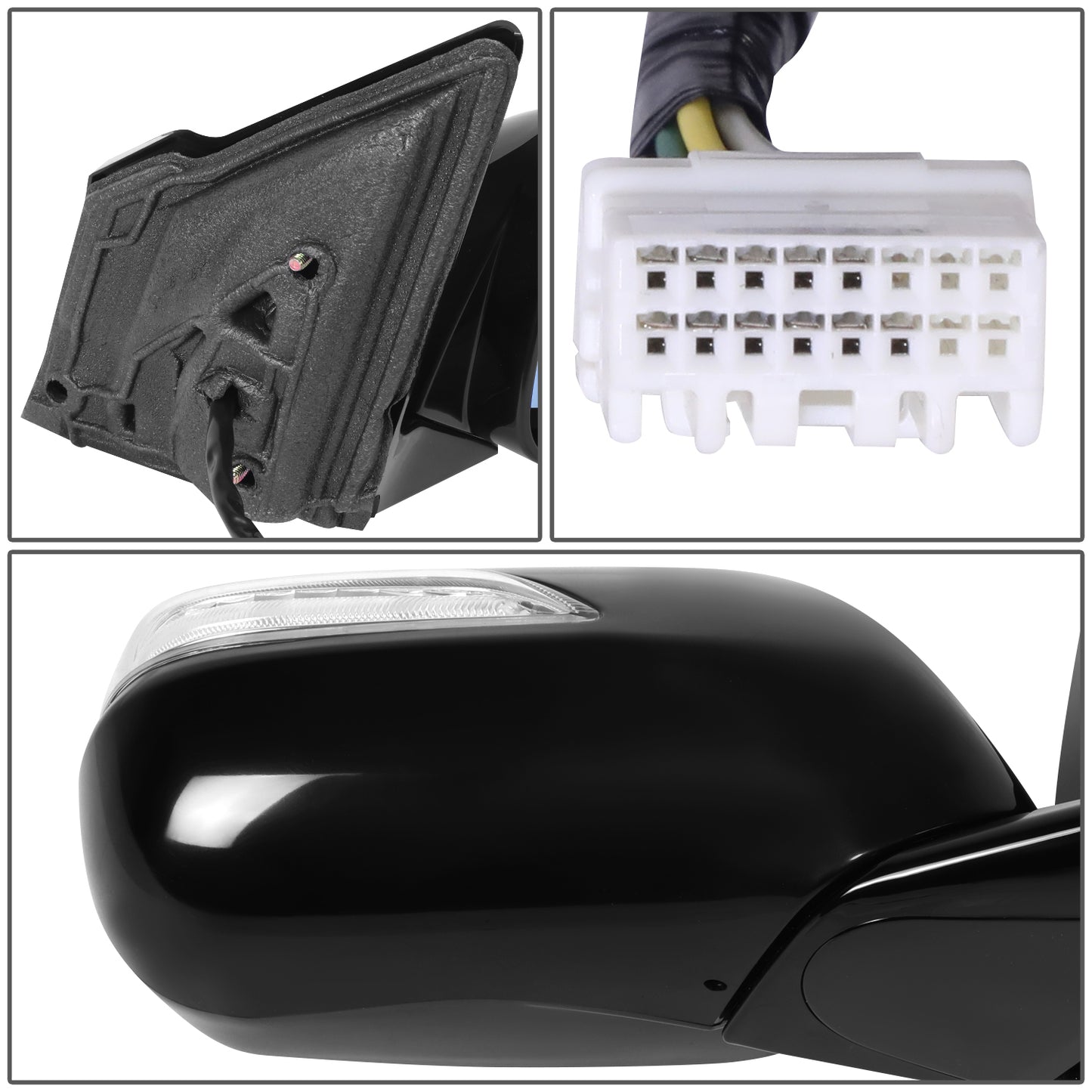 RETROVISOR MIRROR - OE STYLE - ACURA MDX 2010-2013 - WITH POWER WITH HEATED GLASS WITH MEMORY WITH SIGNAL - PASSENGER RIGHT SIDE - BLACK