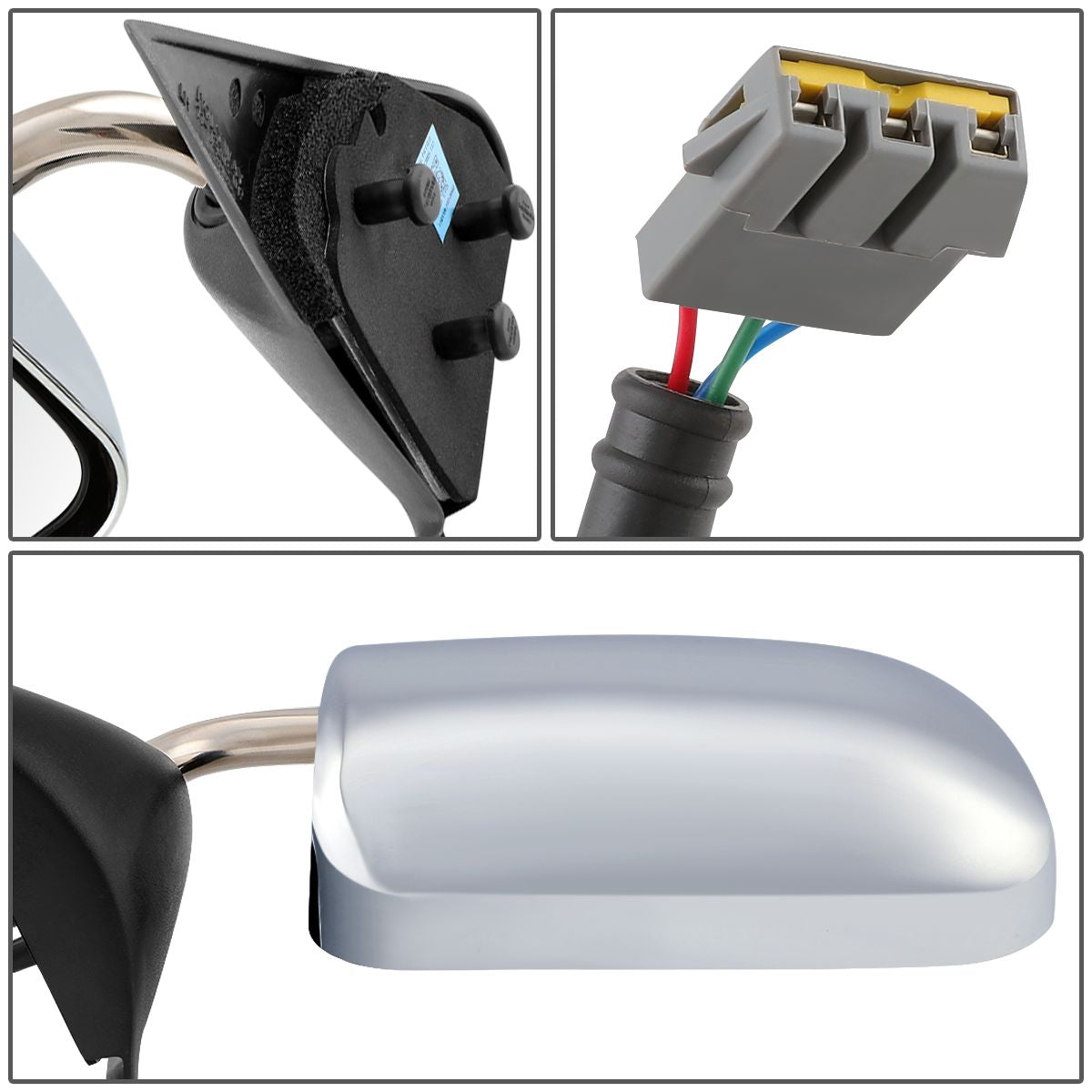 RETROVISOR MIRROR - 94-97 DODGE RAM 1500, 2500, 3500 - POWERED - OEM - LEFT - CHROME