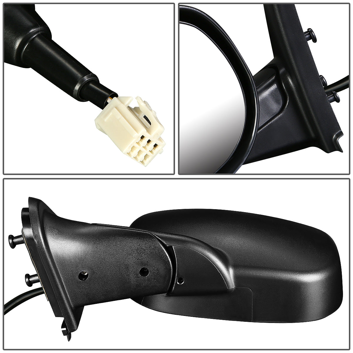 RETROVISOR MIRROR - 98 DODGE B1500, B2500, B3500 / 99-03 DODGE RAM 1500, 2500, 3500 VAN - POWERED - OEM - LEFT - TEXTURED/BLACK