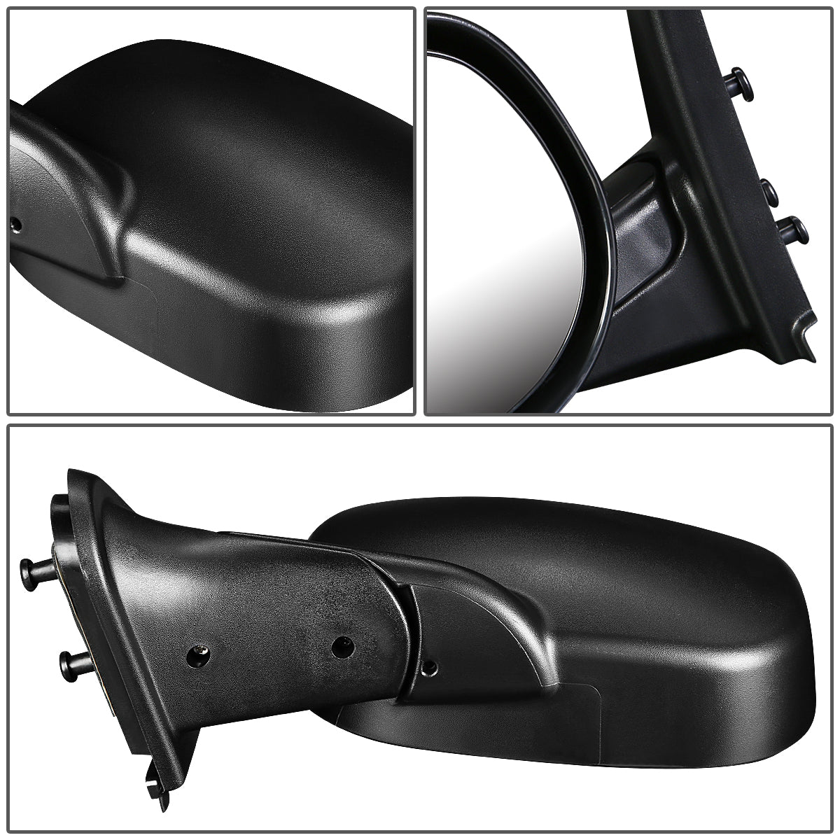 RETROVISOR MIRROR - 98 DODGE B1500, B2500, B3500 / 99-03 DODGE RAM 1500, 2500, 3500 VAN - MANUAL - OEM - LEFT - TEXTURED/BLACK