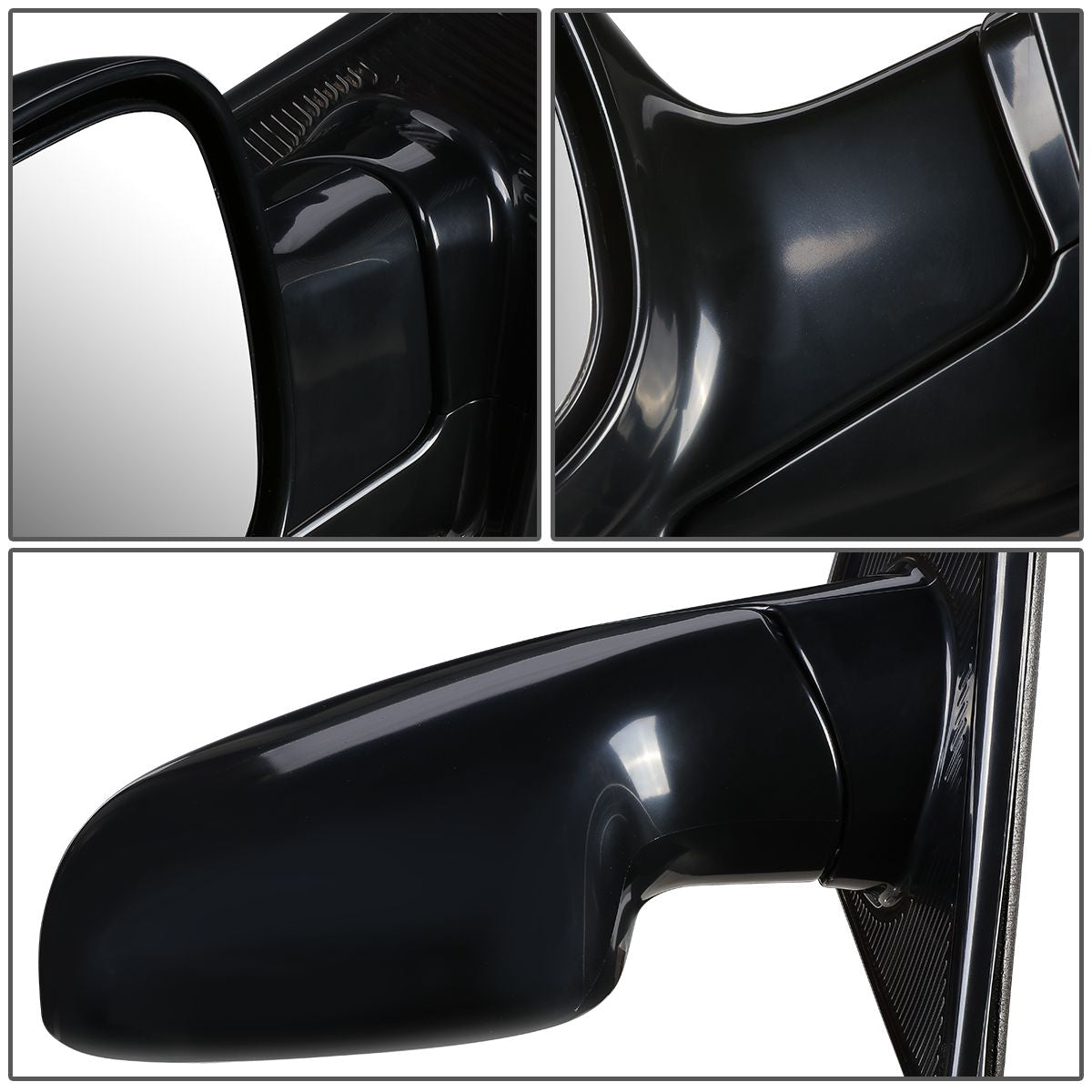 RETROVISOR MIRROR - 01-07 CHRYSLER TOWN & COUNTRY / 01-07 DODGE CARAVAN, GRAND CARAVAN - MANUAL - OEM - LEFT - PAINTABLE - BLACK