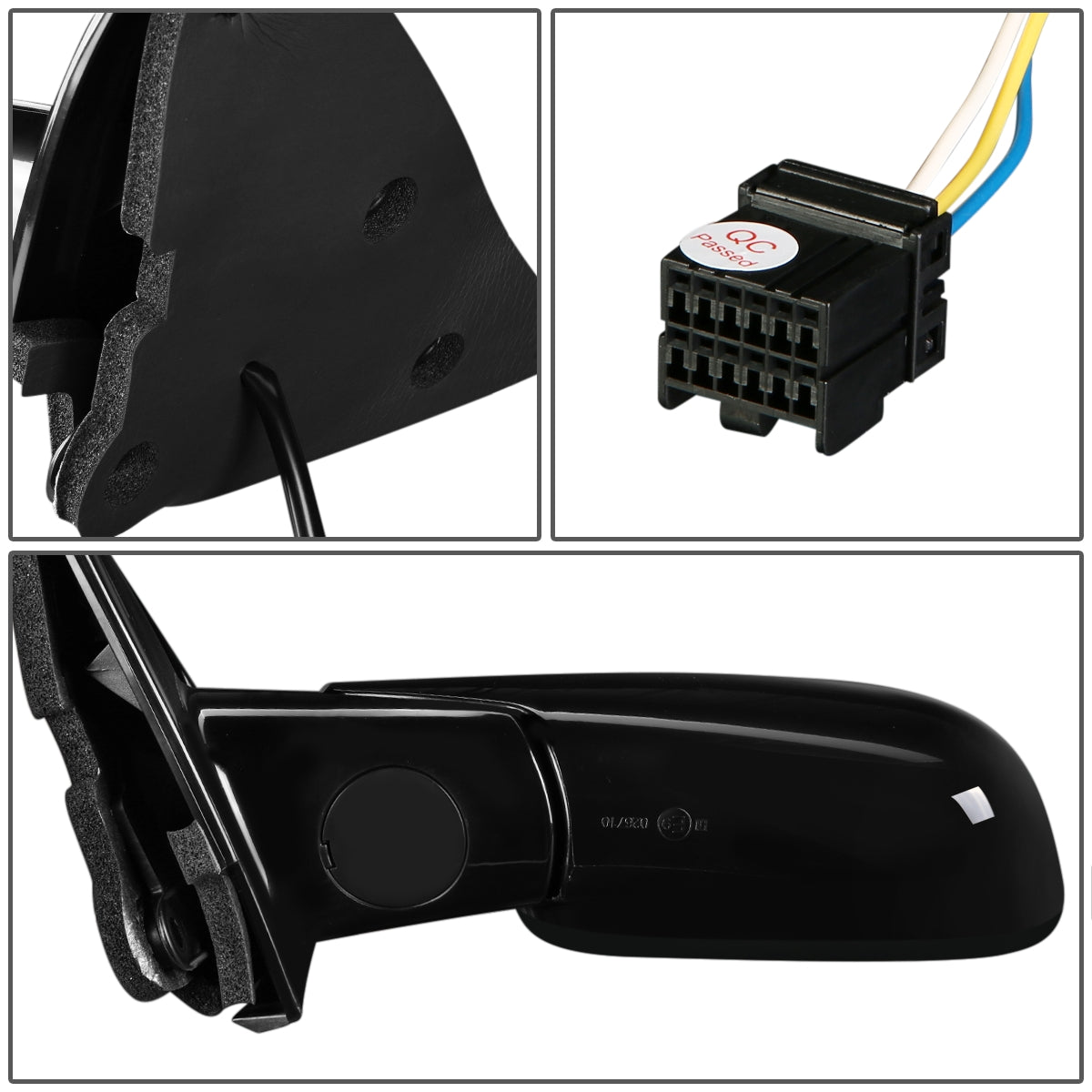 RETROVISOR MIRROR - 01-07 CHRYSLER TOWN & COUNTRY / 01-07 DODGE CARAVAN, GRAND CARAVAN - POWERED - OEM - LEFT - PAINTABLE - BLACK