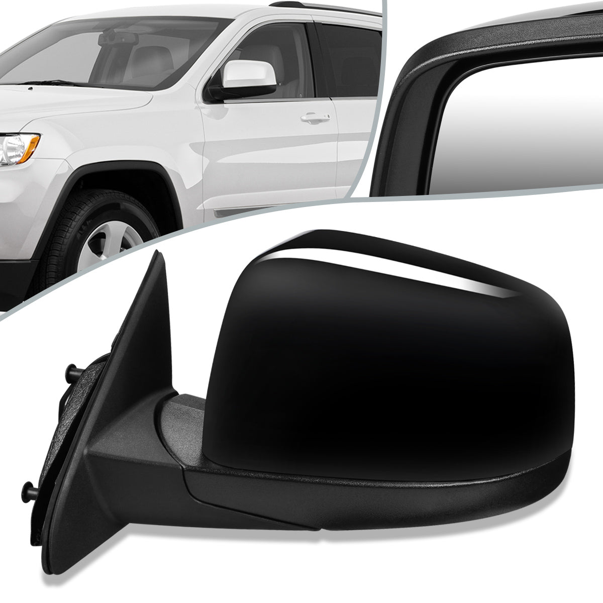 RETROVISOR MIRROR - OEM - 11-13 JEEP GRAND CHEROKEE - POWERED - HEATED - W/ MEMORY - W/ POWER FOLDING - W/ BLACK MATERIAL - LEFT