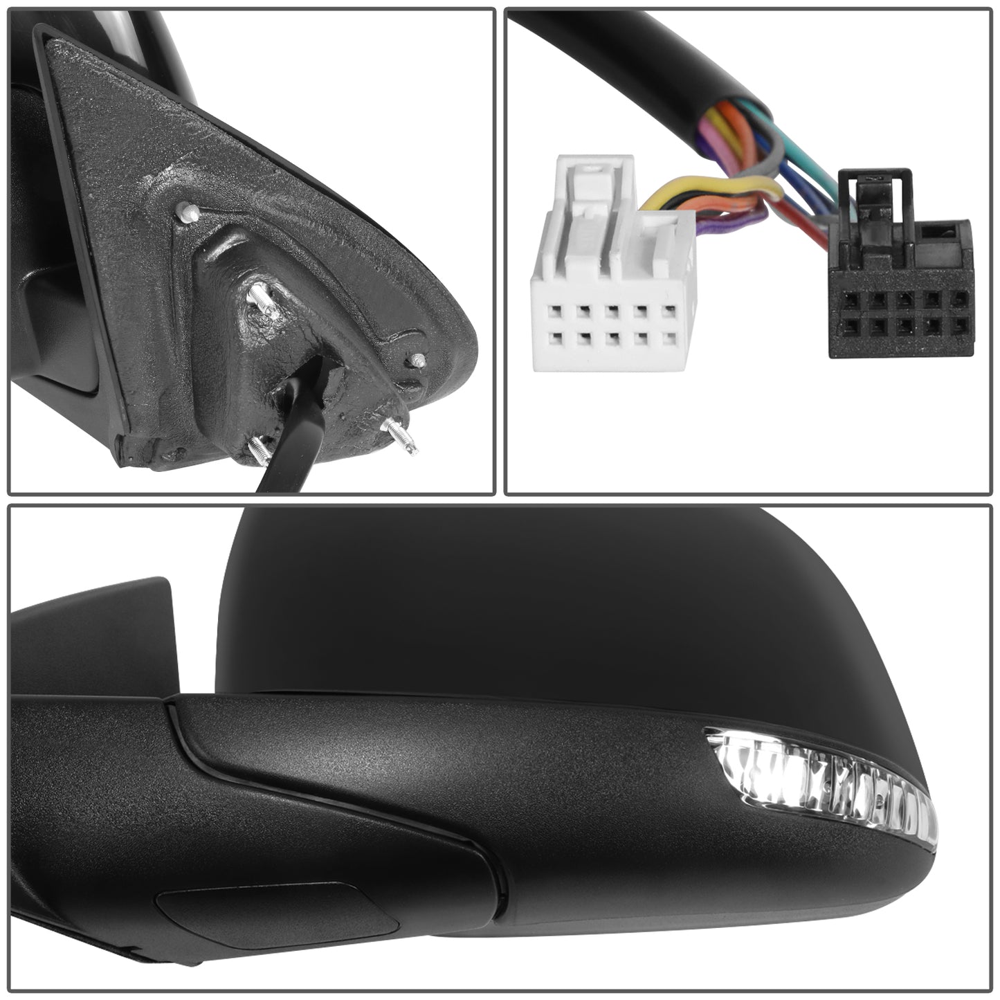 RETROVISOR MIRROR - OE STYLE - DODGE DURANGO 12-22 - WITH BLIND SPOT WITH HEATED GLASS WITH TURN SIGNAL WITH MEMORY - DRIVER SIDE - PAINT TO MATCH - BLACK