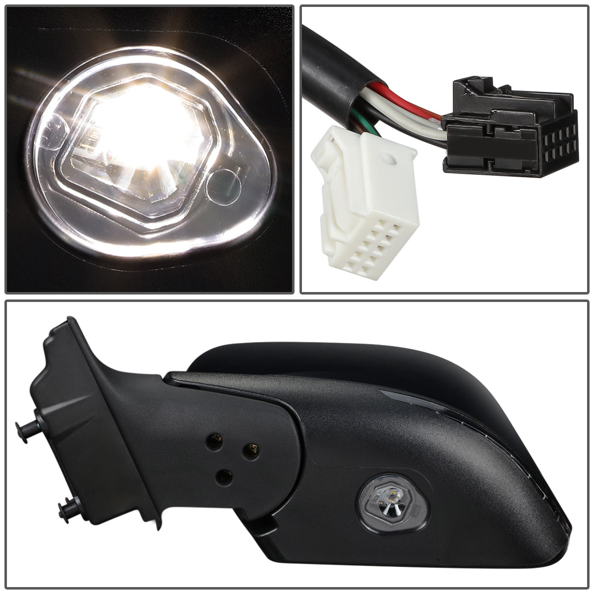 RETROVISOR MIRROR - OEM - 14-16 JEEP CHEROKEE - POWERED - HEATED - WITH SIGNAL - W/ PUDDLE - W/ BSD - W/ FOLDING - W/ BLACK MATERIAL - LEFT