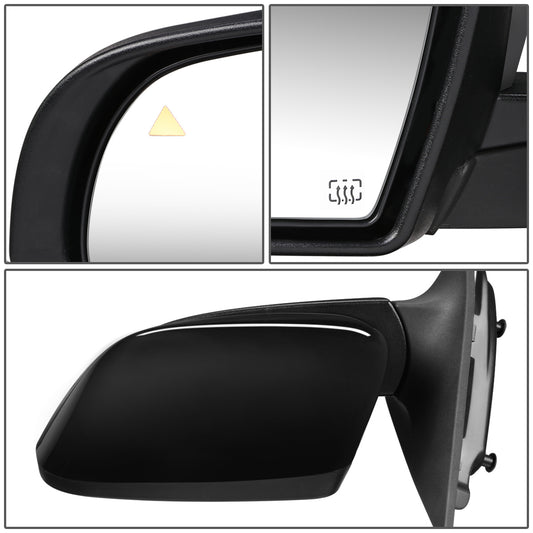 RETROVISOR MIRROR - OEM - 14-16 JEEP CHEROKEE - POWERED - HEATED - WITH SIGNAL - W/ PUDDLE - W/ BSDW - W/ POWER FOLDING - W/ BLACK MATERIAL - LEFT