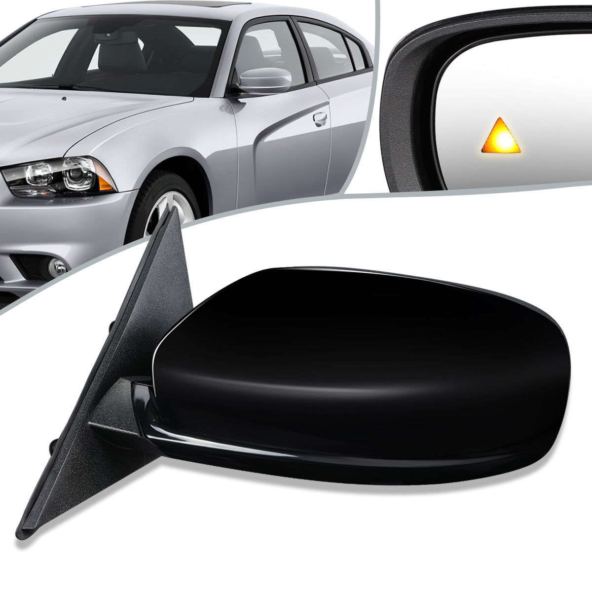 RETROVISOR MIRROR - OEM - 11-19 DODGE CHARGER - ONLY FITS VEHICLES WITH MATCHING FUNCTIONS AS MIRROR - POWERED - HEATED - FOLDING - BLACK - LEFT