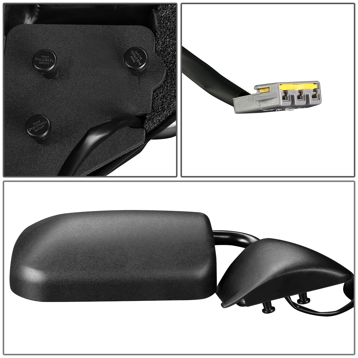 RETROVISOR MIRROR - OEM - 94-97 DODGE RAM 1500, 2500, 3500 - POWERED - TEXTURED - BLACK - RIGHT