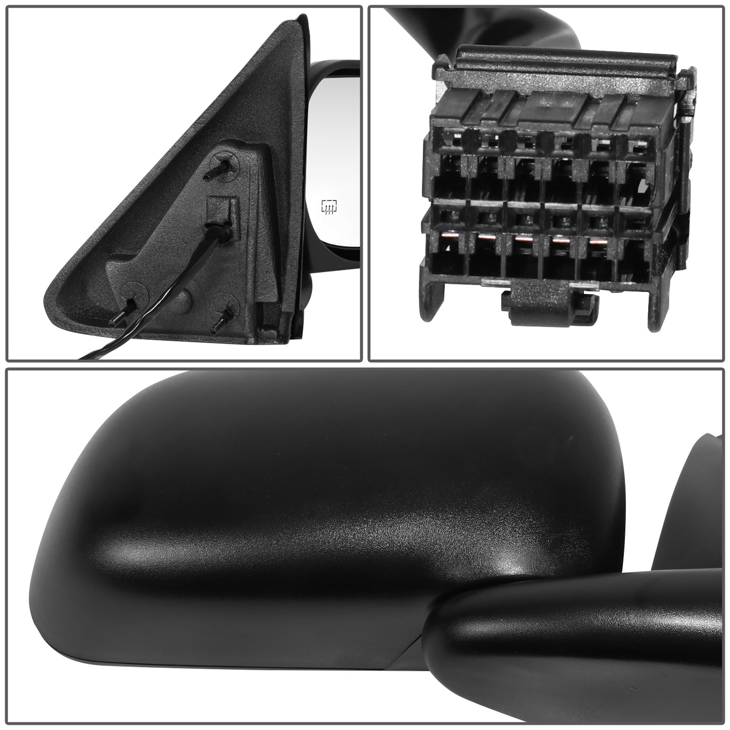 RETROVISOR MIRROR - OE STYLE - DODGE DAKOTA 05-11 - MITSUBISHI RAIDER 06-09 - RAM DAKOTA 11 - WITH POWER WITH HEATED GLASS - PASSENGER SIDE - PAINT TO MATCH - BLACK