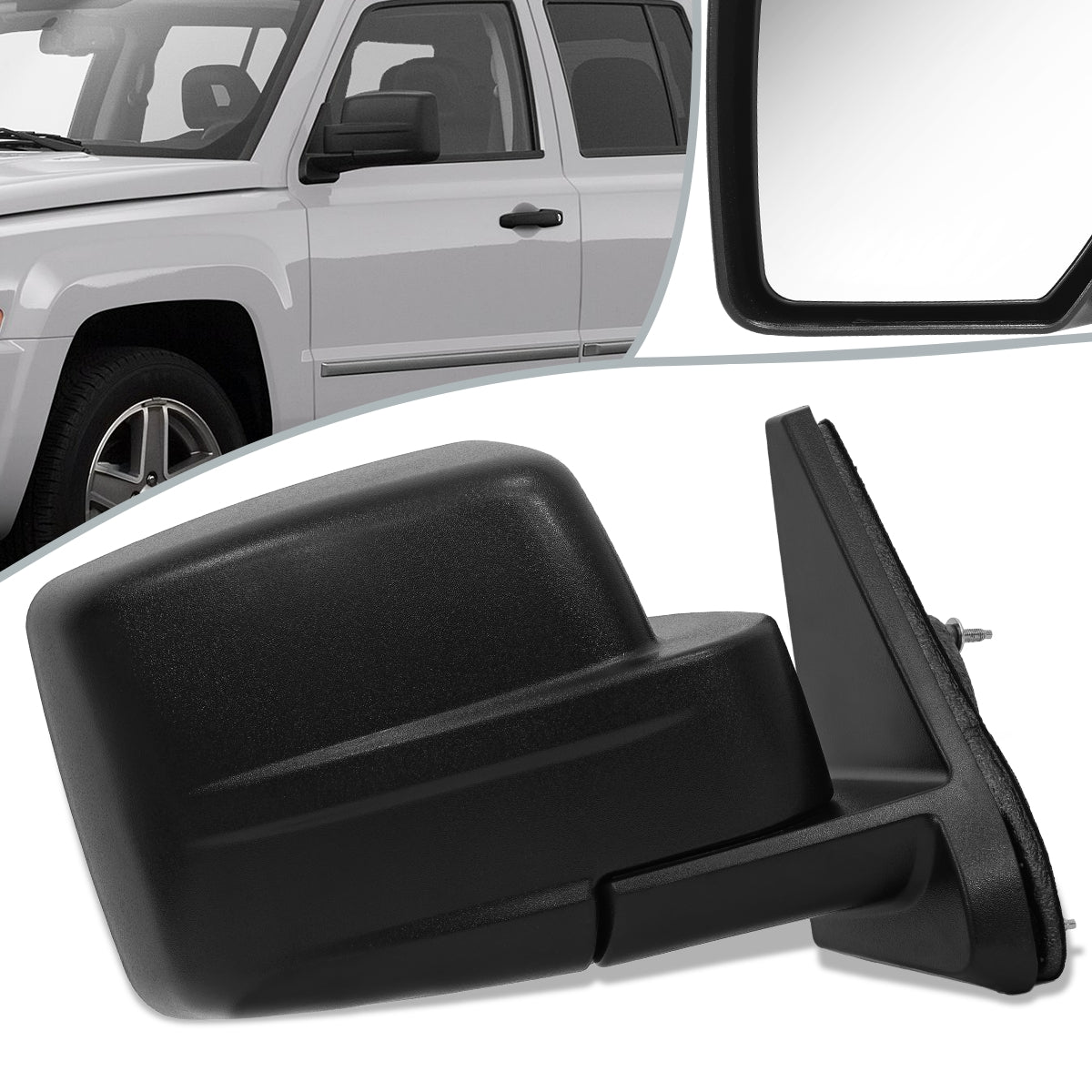 RETROVISOR MIRROR - OEM - 07-17 JEEP PATRIOT - MANUAL - TEXTURED - BLACK - RIGHT