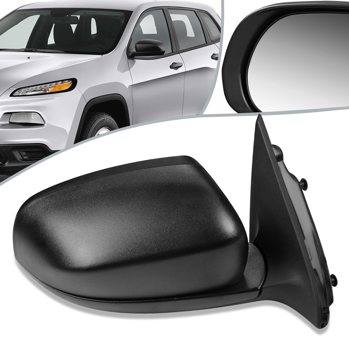 RETROVISOR MIRROR - OEM - 14-16 JEEP CHEROKEE - POWERED - HEATED - FOLDING - BLACK - RIGHT