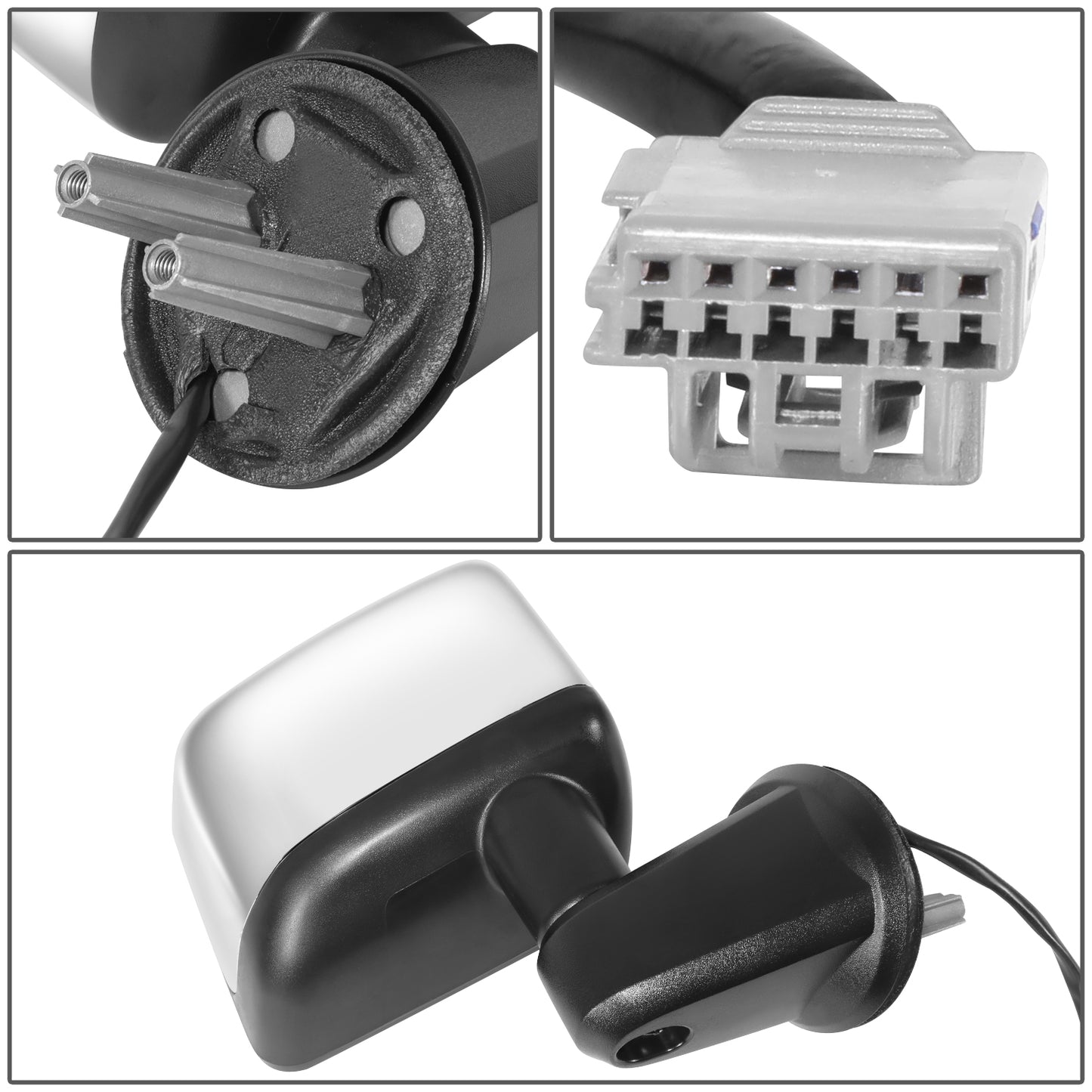 RETROVISOR MIRROR - OE STYLE - JEEP WRANGLER 14 - WITH POWER WITH HEATED GLASS WITH CHROME COVER - PASSENGER SIDE - SMOOTH - BLACK / CHROME