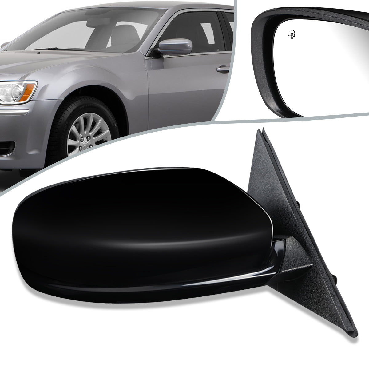 RETROVISOR MIRROR - OEM - 11-14 CHRYSLER 300C - POWERED - HEATED - W/ MEMORY - FOLDING - BLACK MATERIAL - RIGHT