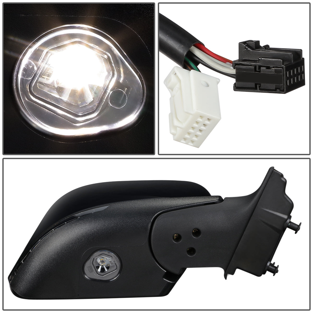 RETROVISOR MIRROR - OEM - 14-16 JEEP CHEROKEE - POWERED - HEATED - FOLDING - W/ SIGNAL - W/ PUDDLE LIGHT - W/ BSD - BLACK MATERIAL - RIGHT