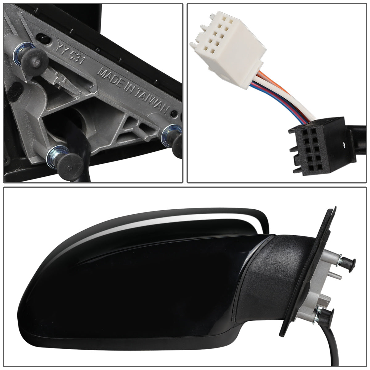 RETROVISOR MIRROR - OEM - 11-19 DODGE CHARGER - POWER MIRROR ADJUSTMENT - HEATED - FOLDING - BLIND SPOT DETECTION - W/O TURN SIGNAL OR PUDDLE LAMP - PAINTABLE - ONLY FITS VEHICLES W/ MATCHING FUNCTIONS AS MIRROR - BLACK - RIGHT