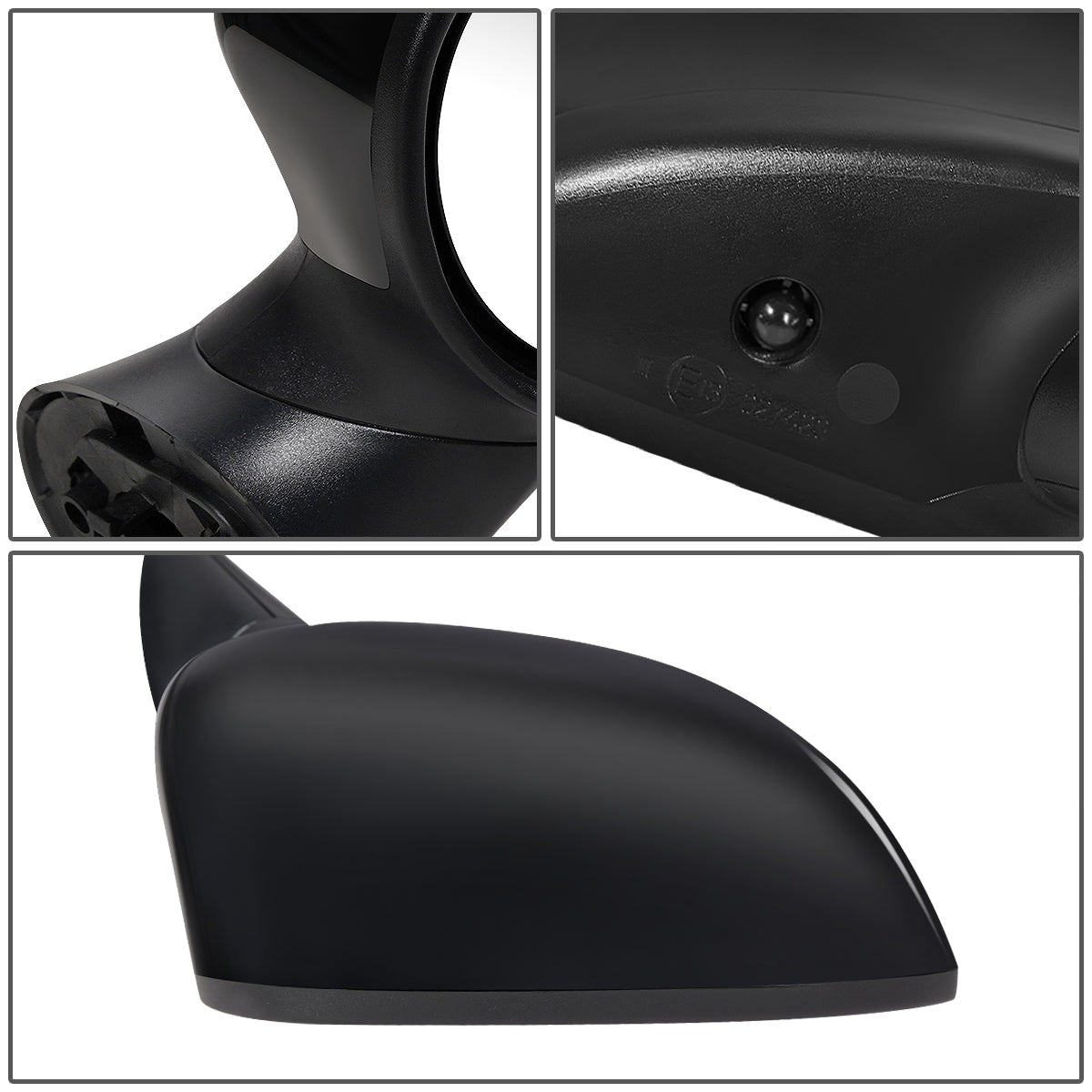 RETROVISOR MIRROR - OEM - 13-15 FIAT 500 - POWERED - HEATED - W/ TEMP SENSOR - FOLDING - BLACK MATERIAL - RIGHT