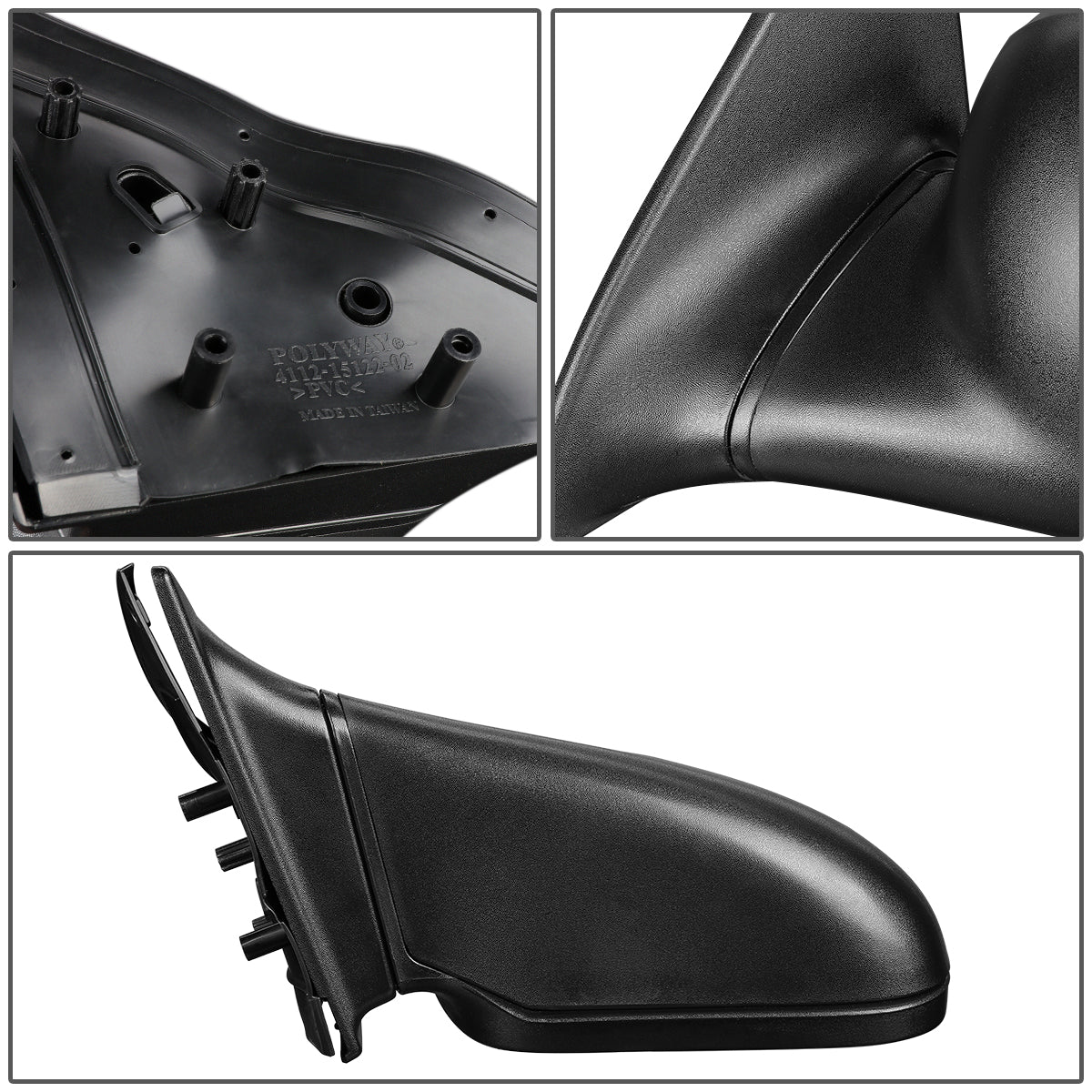 RETROVISOR MIRROR - OEM - 97-02 FORD ESCORT / 97-99 MERCURY TRACER - MANUAL - PAINTABLE - BLACK - LEFT