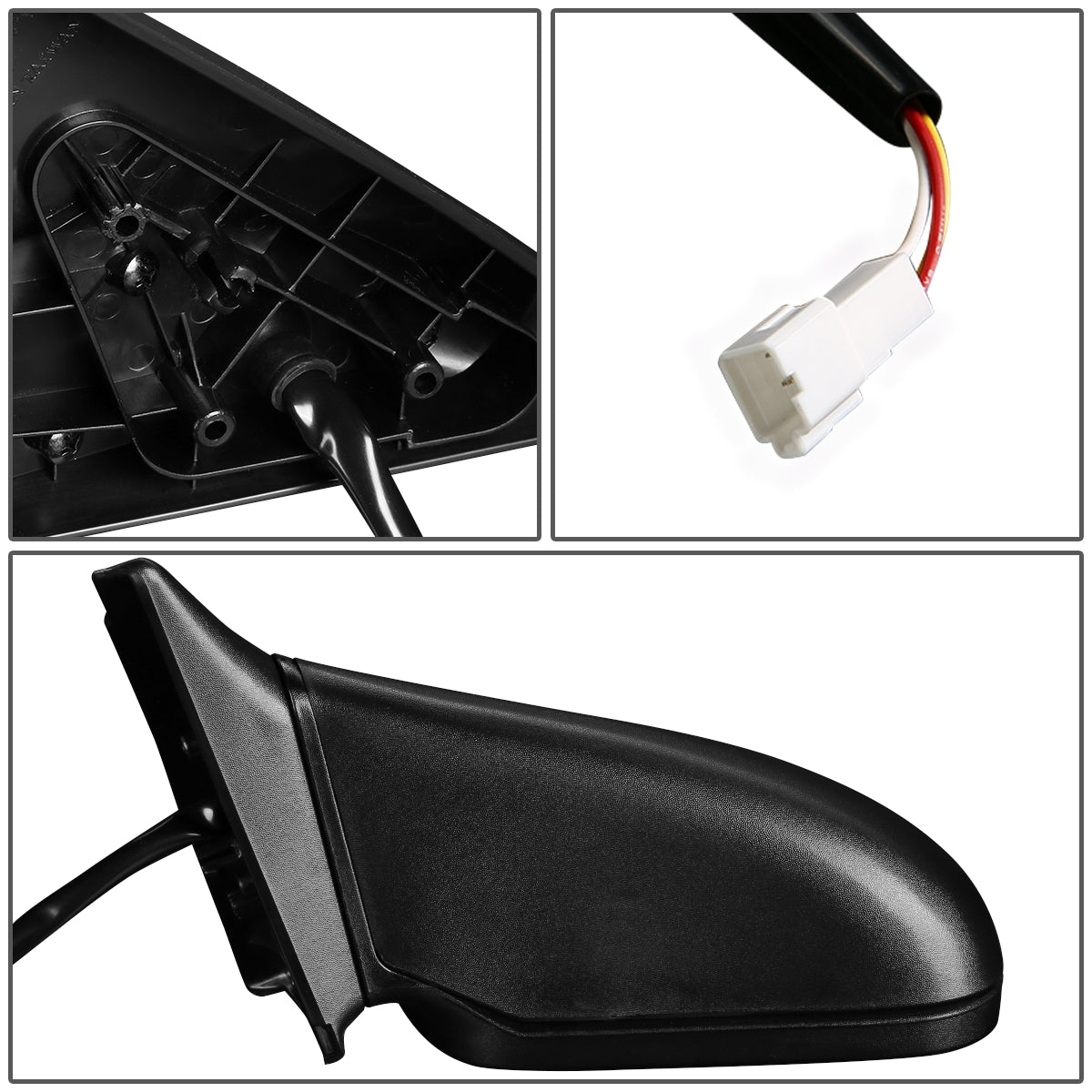 RETROVISOR MIRROR - OEM - 98-03 FORD ESCORT - POWERED - TEXTURED - BLACK - LEFT