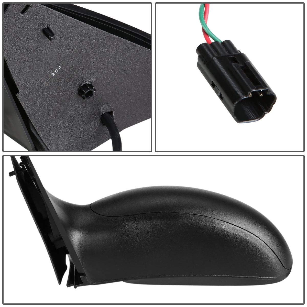 RETROVISOR MIRROR - OEM - 00-07 FORD FOCUS - POWERED - TEXTURED - BLACK - LEFT